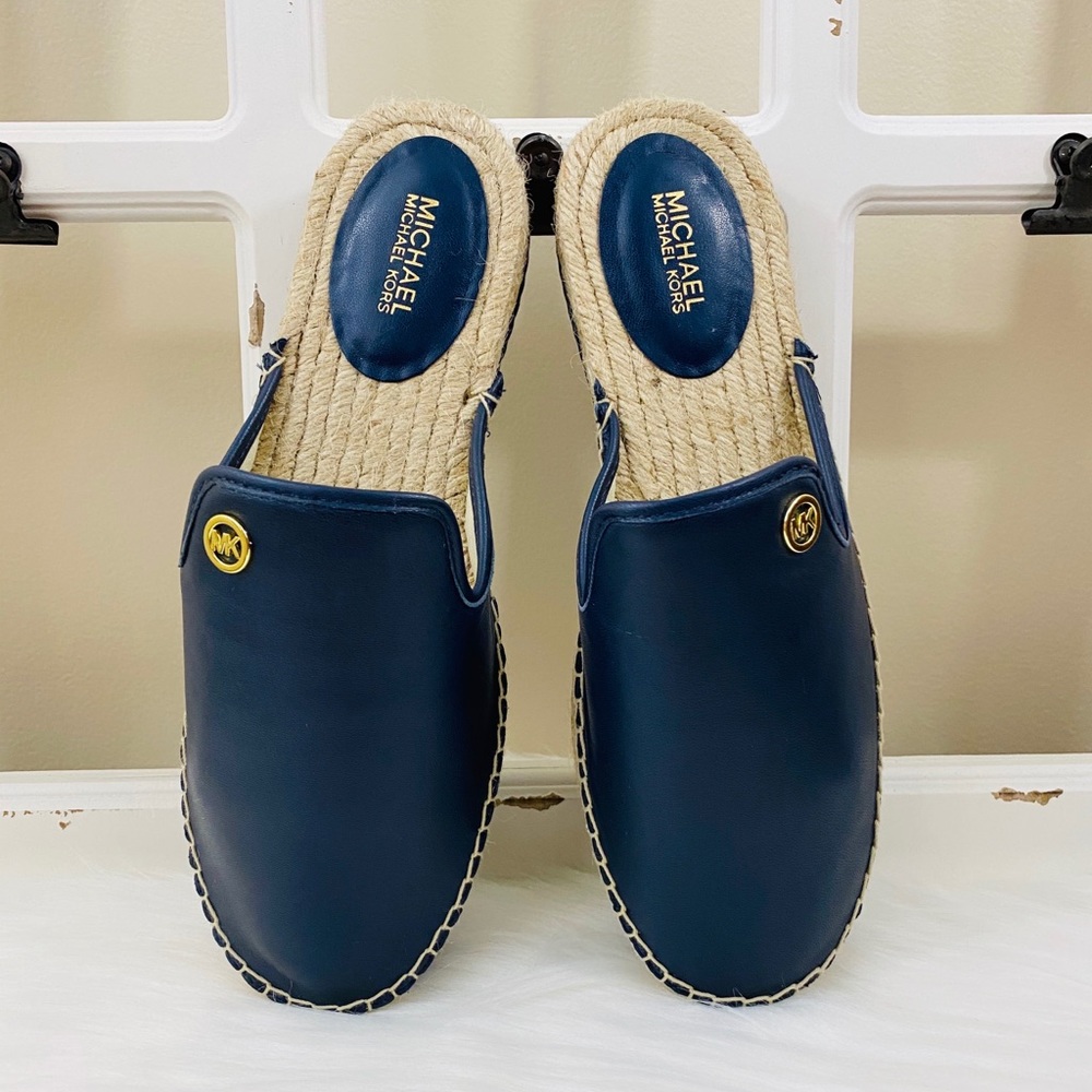 MK Emilia Leather Slide Slip On Espadrilles - Picture 3 of 10